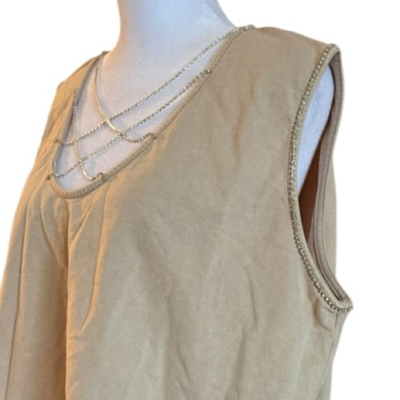 Blueb Edgy Chain Detail Crop Top – Tan | Size Large - Picture 2 of 7